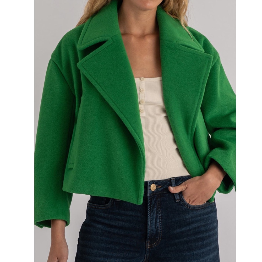 Kut from the Kloth Women's Vibrant Green Harper Crop Jacket